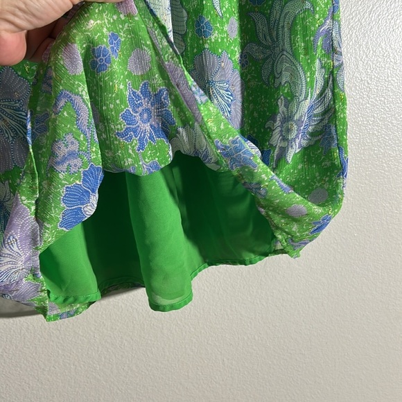 Joie Floral Green and Blue Top - Picture 5 of 7